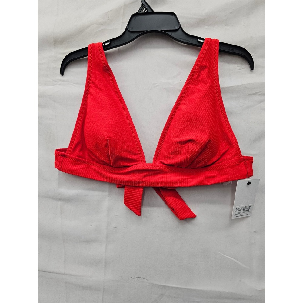 Solid & Striped Womens Ribbed Triangle Bikini Top Red Nylon Blend Size XL